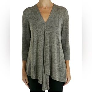 Joseph Ribkoff Grey Gold V-Neck Tunic Top Size 12